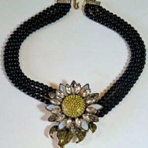 Black Glass Multi Rhinestone Heidi Daus Choker/Necklace